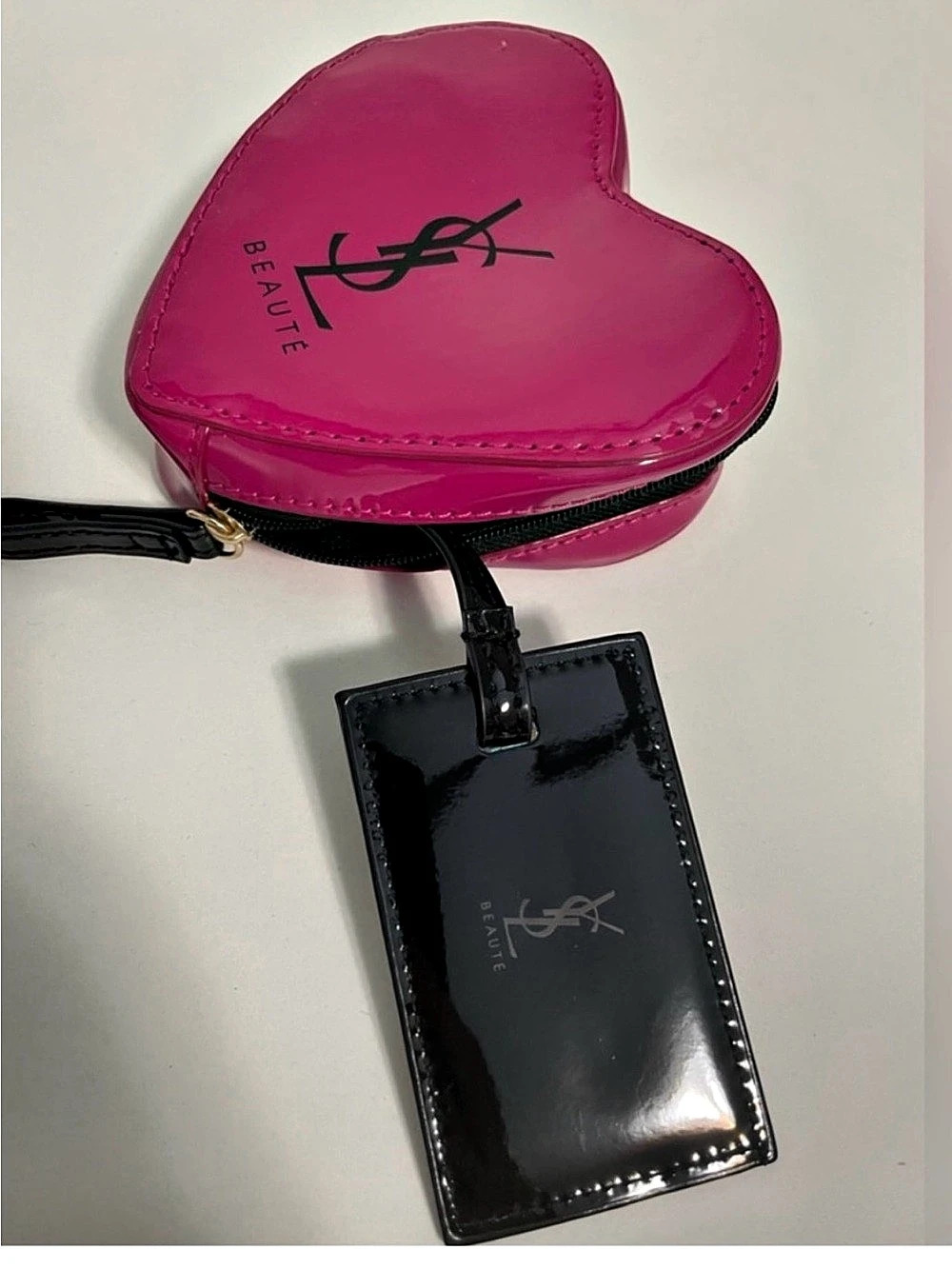 Yves Saint Laurent Beauté Heart Shaped Patent Makeup Bag with Mirror YSL Beauté